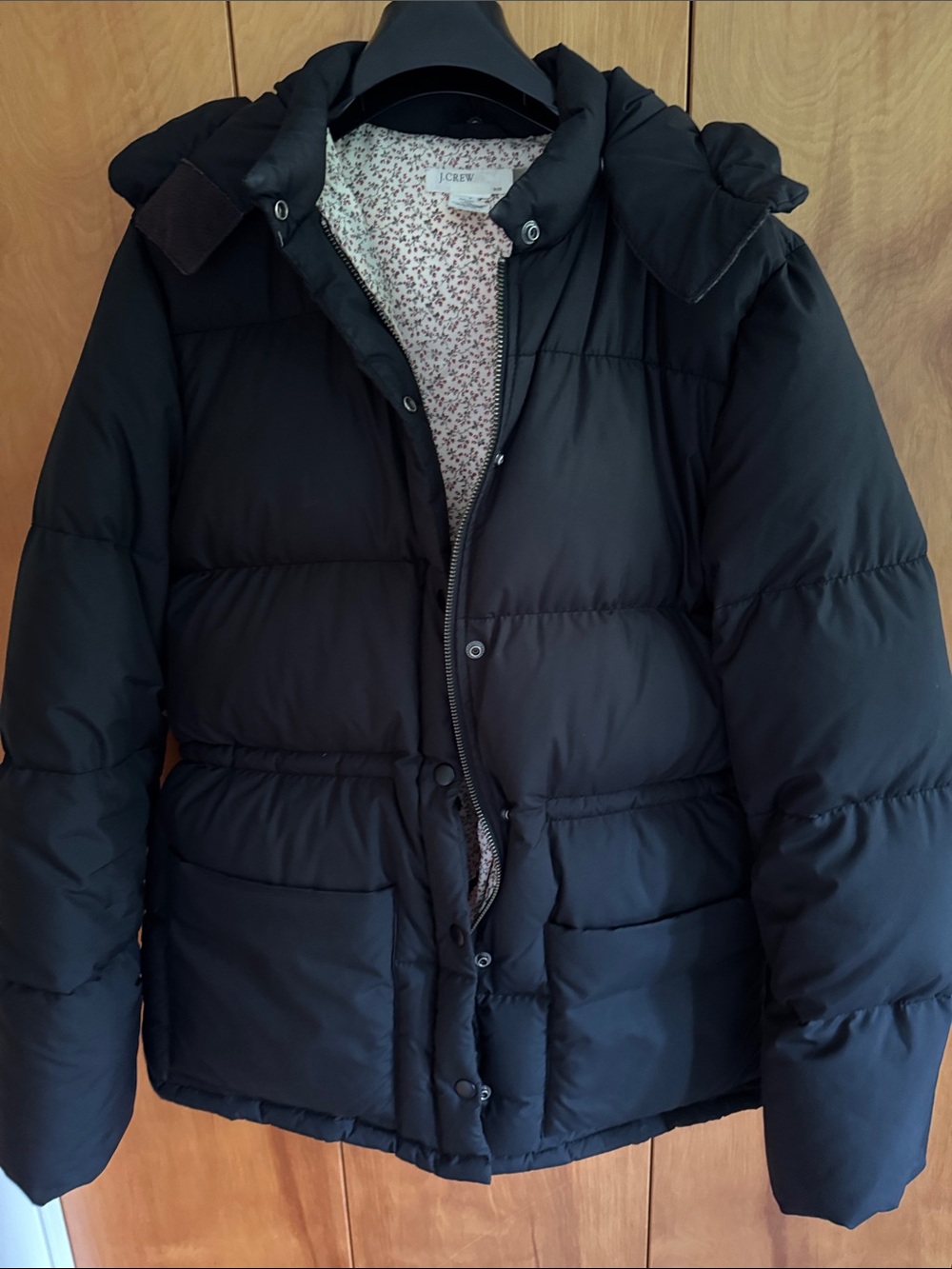 J. Crew Black Quilted Kids Puffer Jacket with Hood
